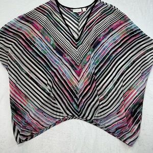 Bisou Bisou Tunic Zig Zag Black Poncho Top‎ S